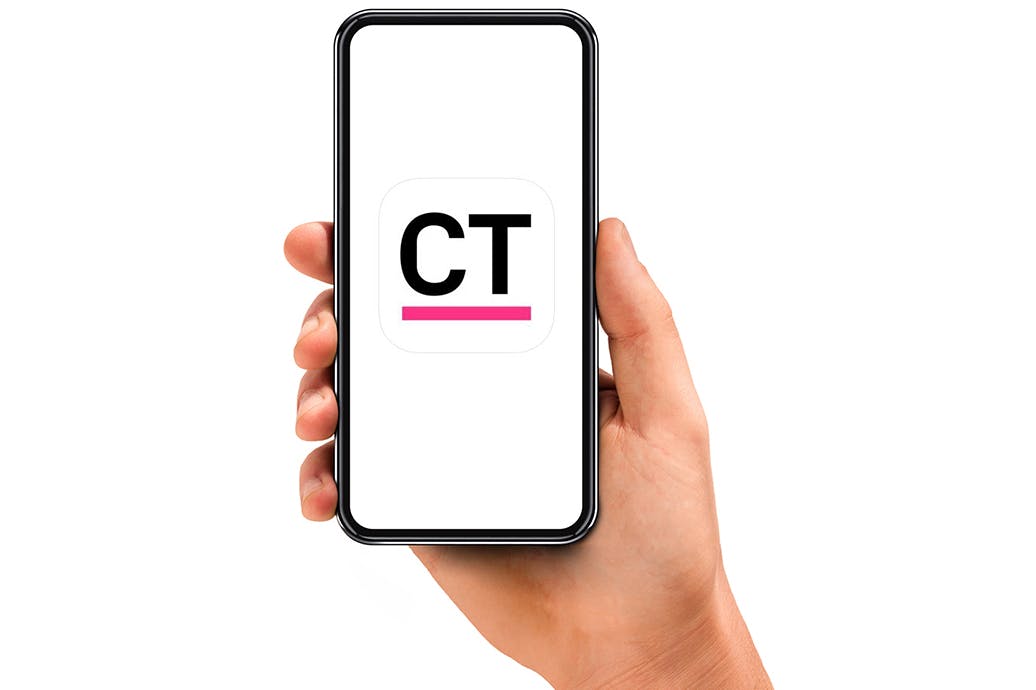 Man hand holding the black smartphone with blank screen and modern frame less design speech therapy app presented by flint rehab