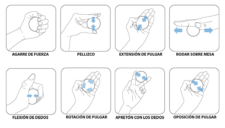 ejercicios de fisioterapia para manos con balones terapéuticos