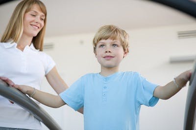 child with cerebral palsy using botox injections and participating in physical therapy