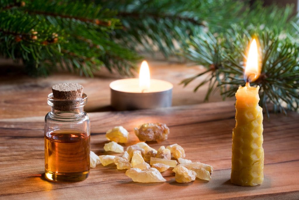 bottle of frankincense essential oil for brain injury