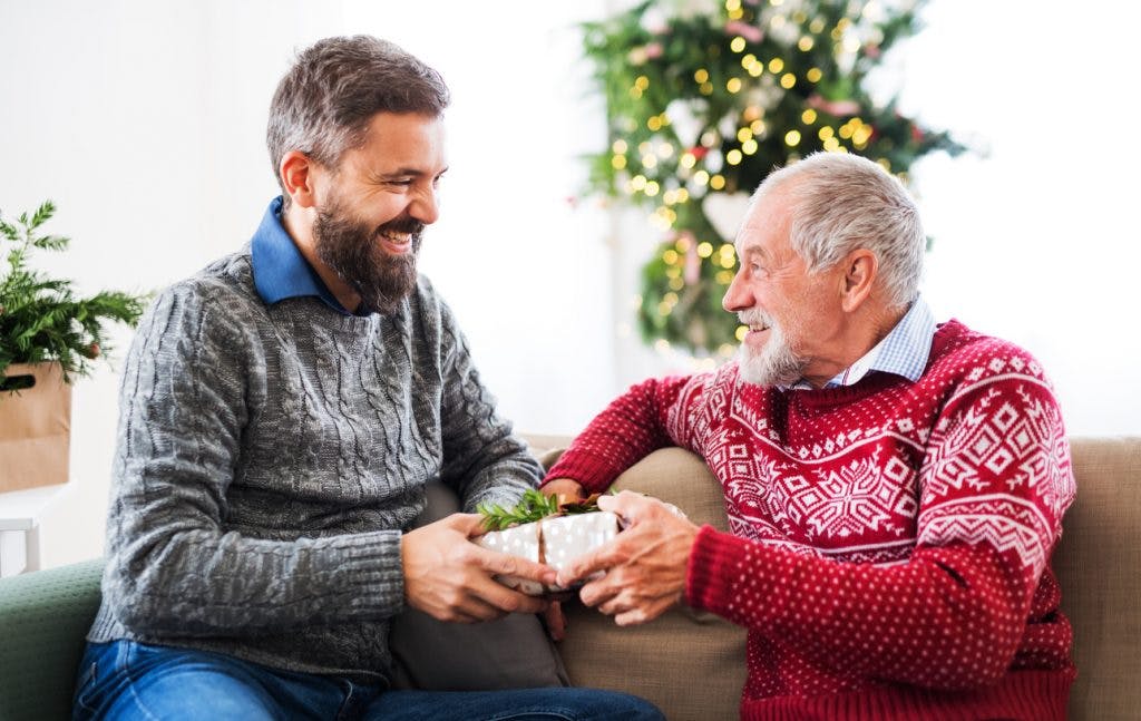 son giving his father great gifts for stroke patients