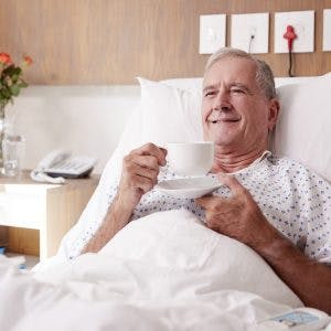 man in hospital working on swallowing exercises for stroke patients