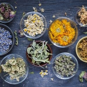 jars of colorful chinese herbs for stroke recovery