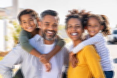 double image of family portrait to illustrate double vision after stroke