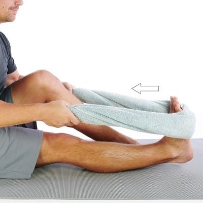 Calf stretch as a mat exercise.