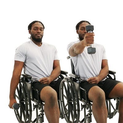 man doing TBI exercises from a wheelchair